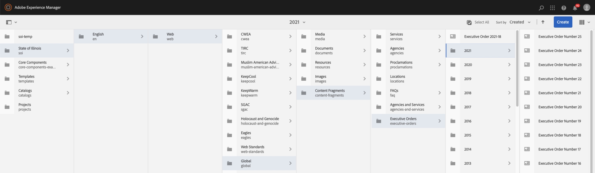 executive orders asset path in aem