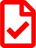 Paper icon with check mark red