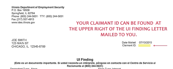 Example letter to help find claimant ID in upper right corner
