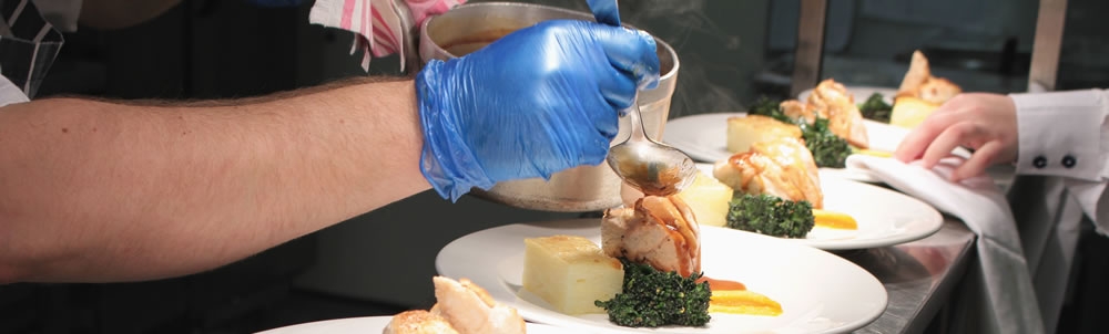 Food plating and preparation at a restaurant