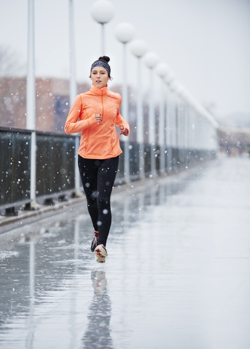 Running Lady in Snow