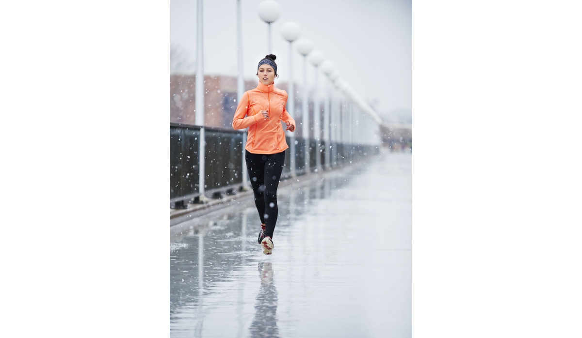 Running Lady in Snow