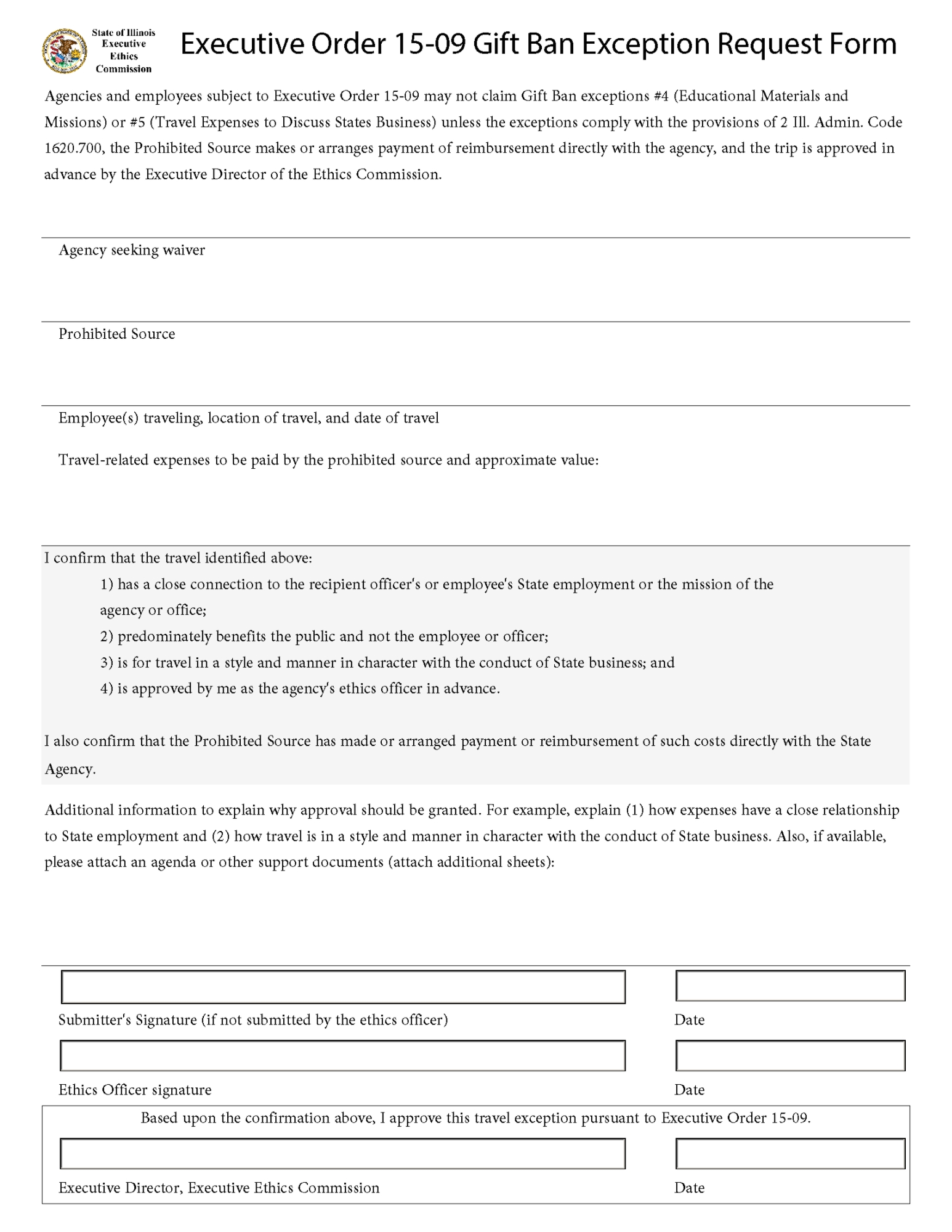 Sample image of the gift ban form docusign produces