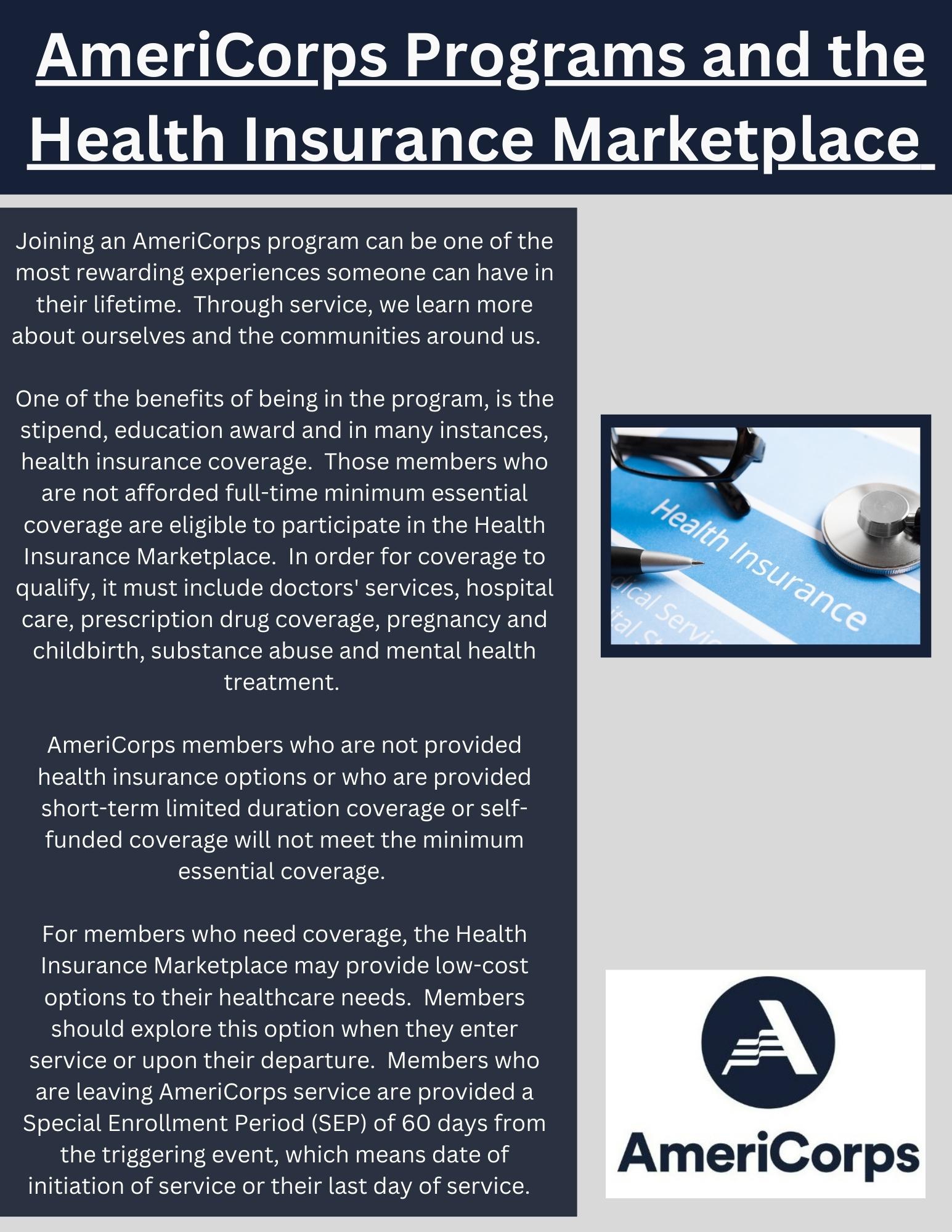 AmeriCorps Programs and the Health Insurance Marketplace  - 1