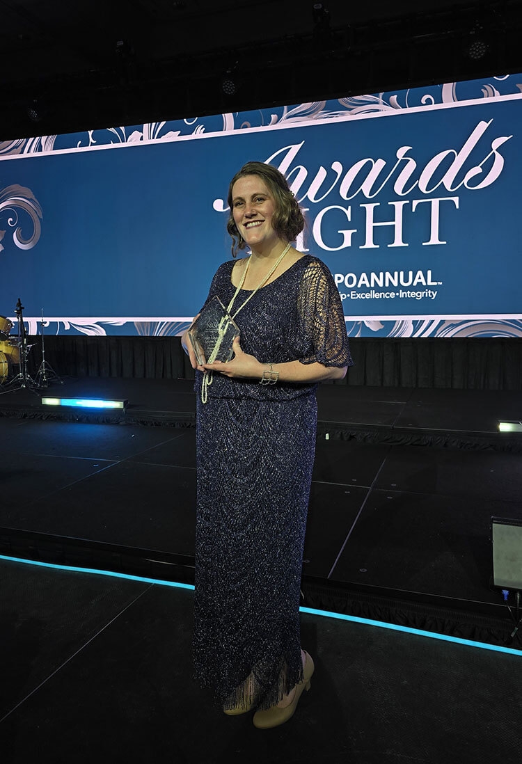 Kylie receiving an award