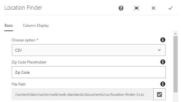 Location Finder Configuration 1