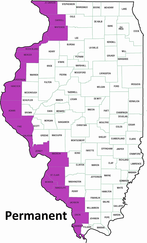 map showing migration route along the Mississippi River