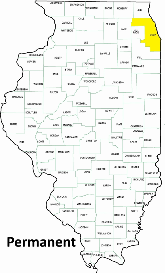 map showing permanent residency in Cook County