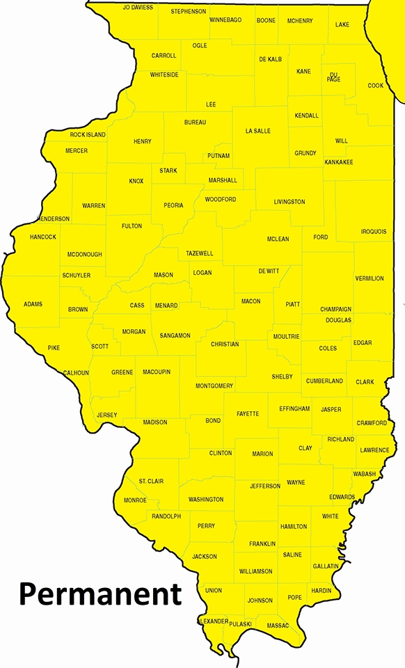 map showing permanent statewide residency including Lake Michigan