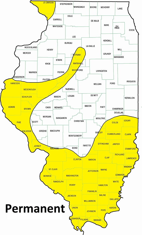 map timber rattle snake Southern Illinois and the Illinois River valley