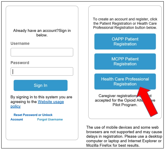 Health Care Professional registration