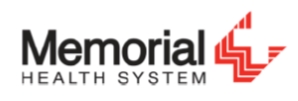The logo for Memorial Health System, with a white cross symbol on top of three stacked red layers.