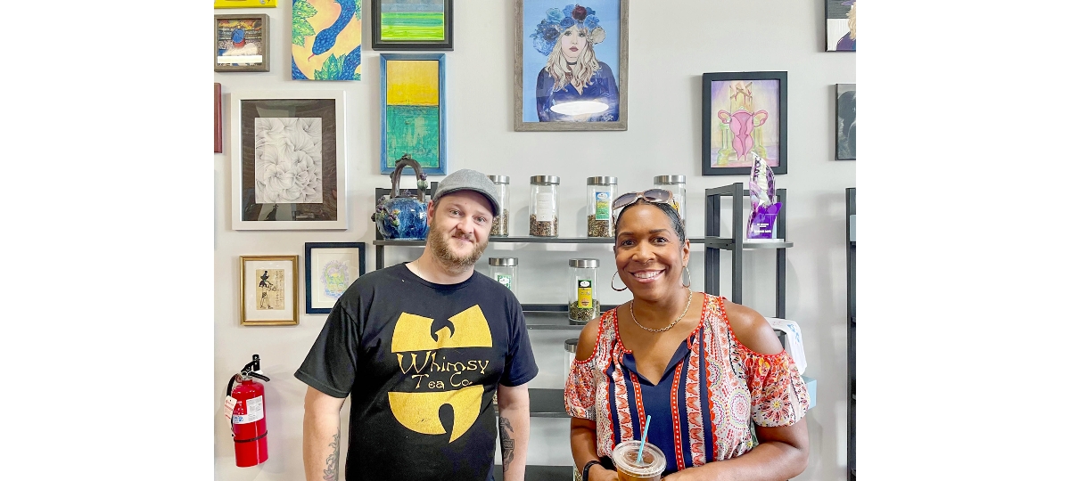 Lt. Governor Stratton and the owner of a local business, Whimsey Tea Co.
