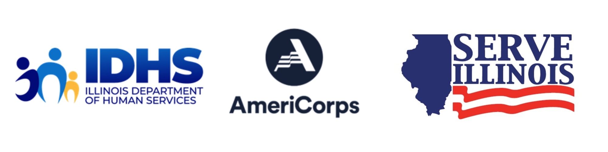 IDHS, Serve Illinois, and AmeriCorps logos