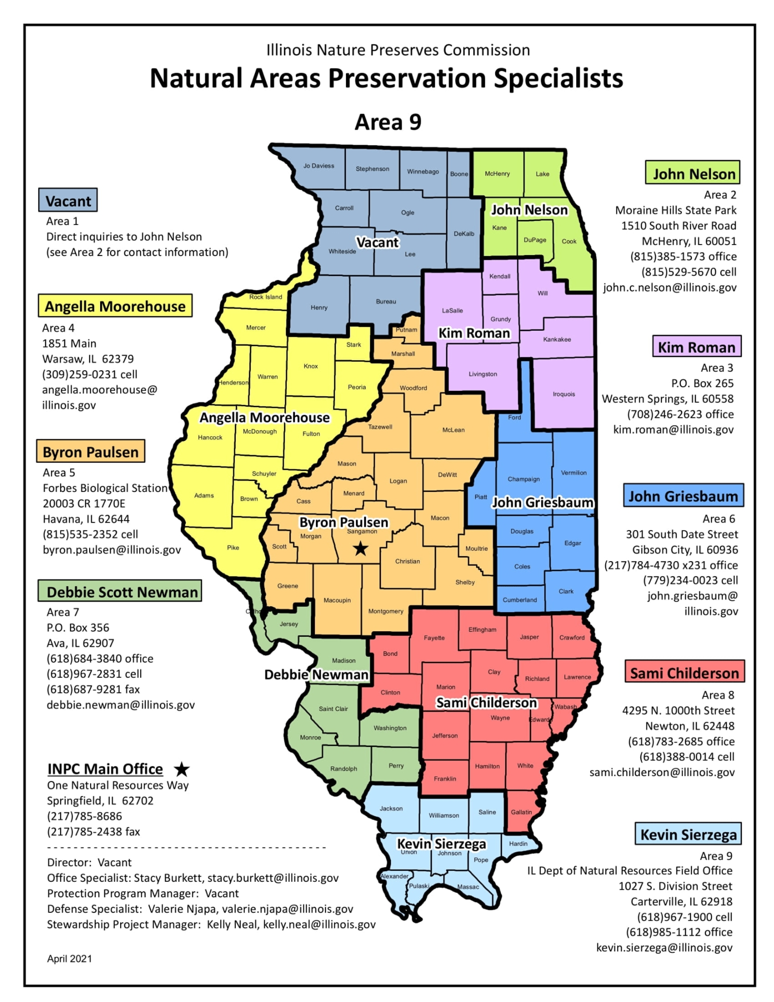 Natural Areas Preservation Specialists Map