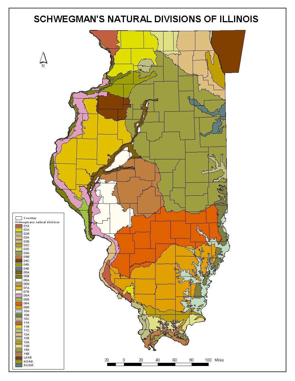 Illinois Natural Divisions map