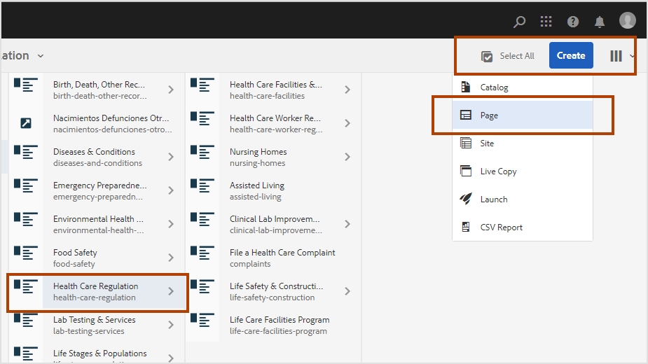 aem site hierarchy