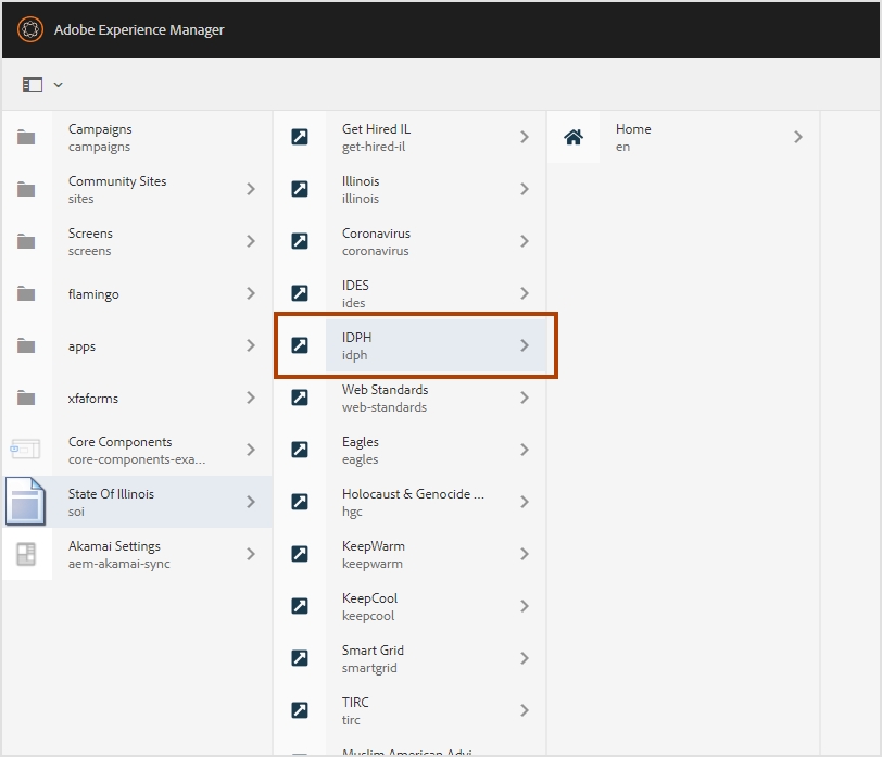 aem site hierarchy