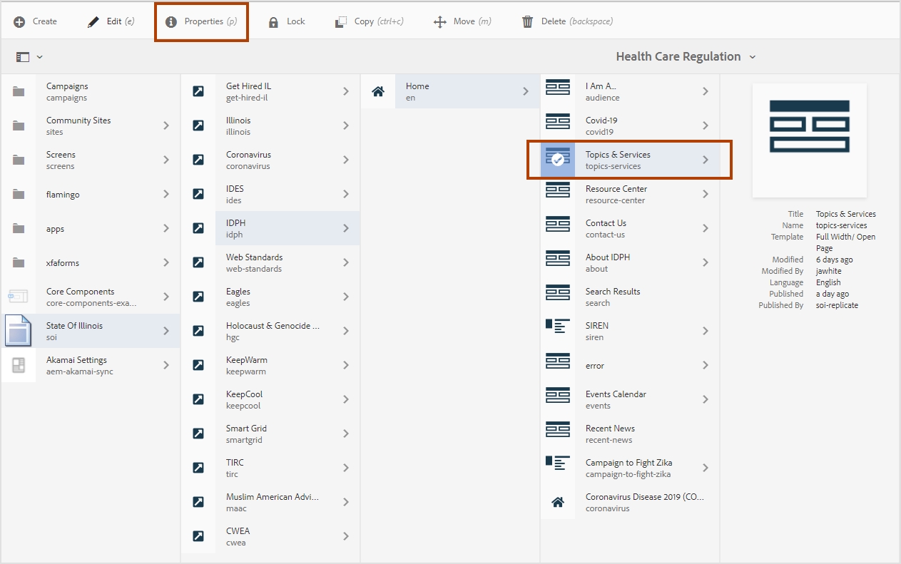 Navigate AEM Page Properties 1