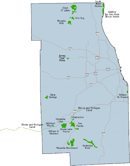 Map of Parks in Northeastern Illinois