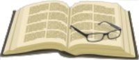 Open book with reading glasses