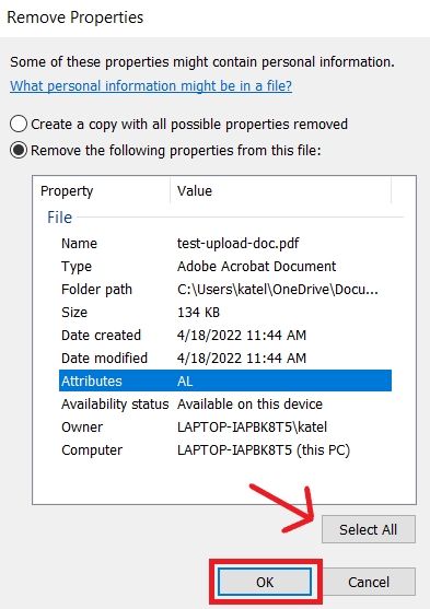 Remove Selected Properties