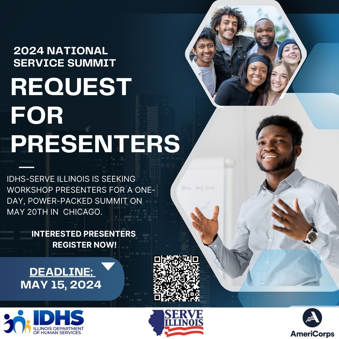 Request for presenters graphic. All information is included in page text