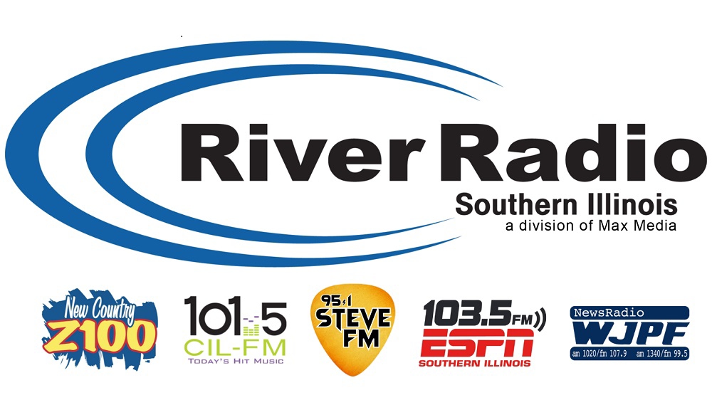River RADO-southern Illinois a  divissiion oof max media, , live countryy z100, 101.5 cil-fm, 95.1 Stev FM, 103.5 ESPN -Southern IL, WJPF news radio 107.9 & 99.5FM, 1020 AND 1340 AM 