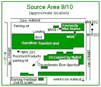 Map showing the approximate location of source area 9/10