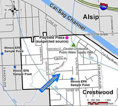 Map of private well sampling locations