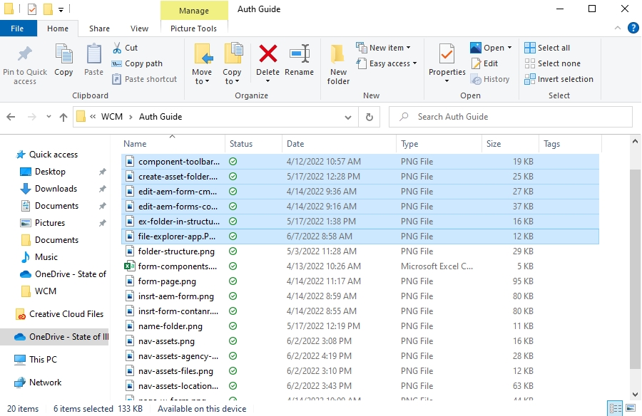 Files Explorer window with 6 files selected