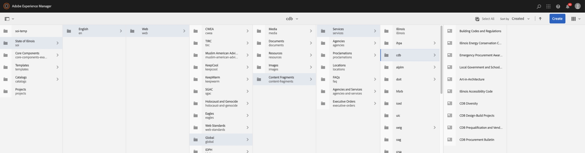 services asset path in aem