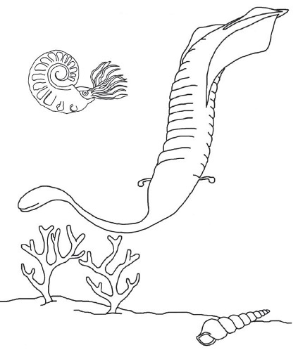 Tully’s common monster (Tullimonstrum gregarium) drawing