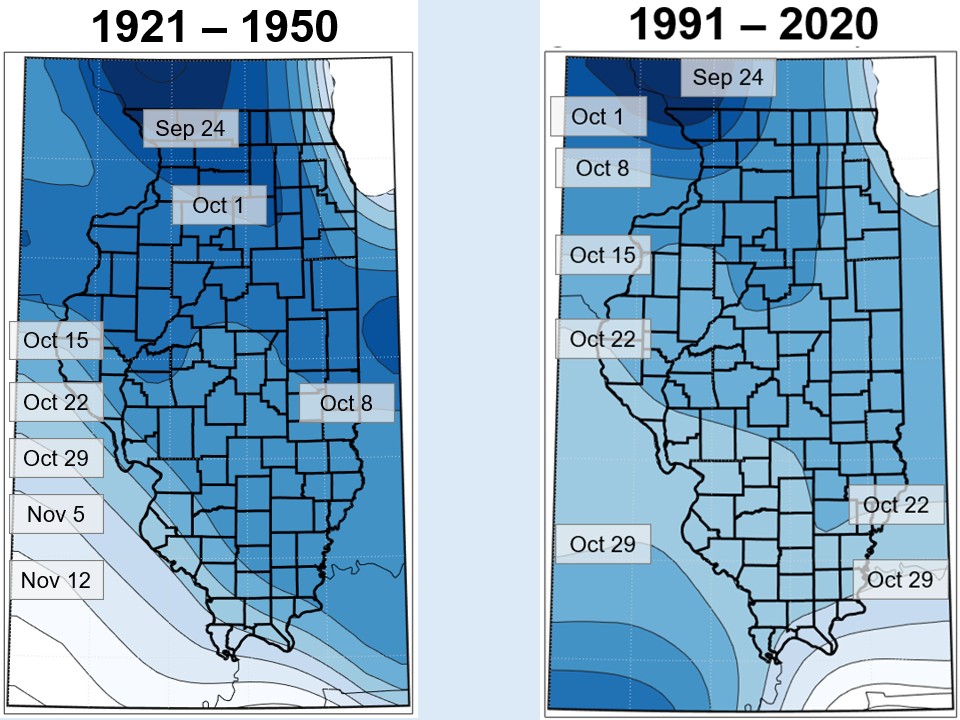 Average First Fall Freeze (32°F)