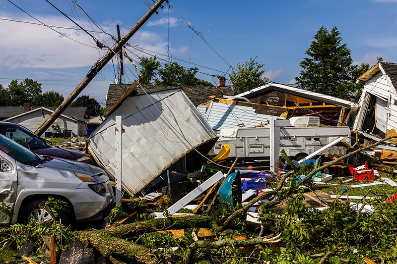 Kokomo - August 24, 2016: Several EF3 tornadoes touched down in a residential neighborhood causing millions of dollars in damage. This is the second time in three years this area has been hit by tornadoes 23