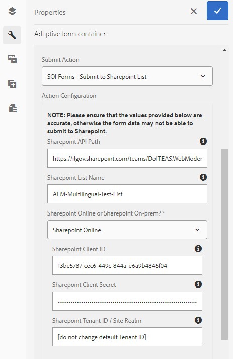 SOI Forms - Submit to Sharepoint List - Action Configuration