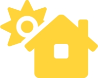 House with sun yellow icon