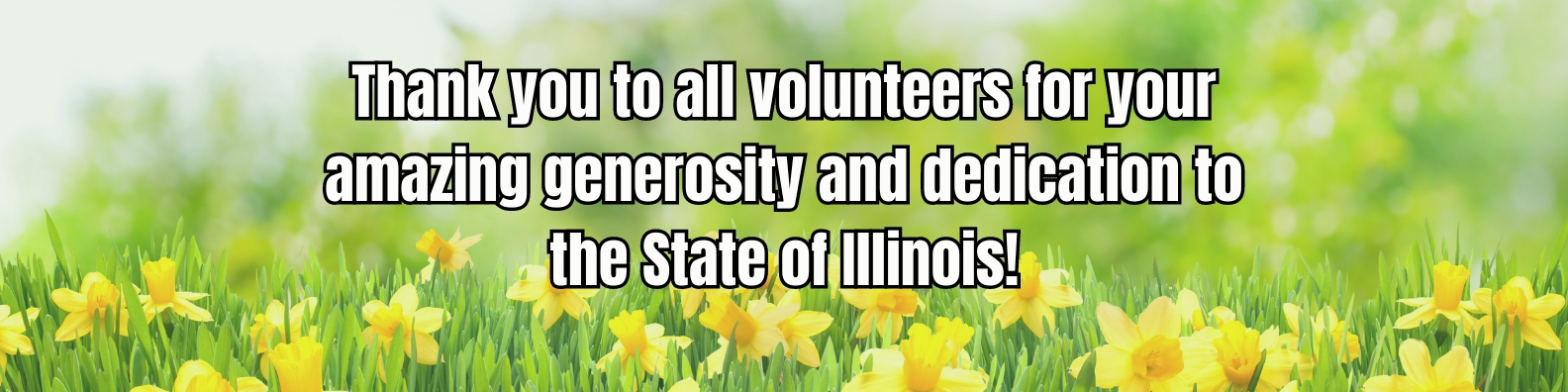 "Thank you to all volunteers for your amazing generosity and dedication to the State of illinois" with flowers