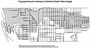 Map of proposed area for hookups to Rockford public water supply
