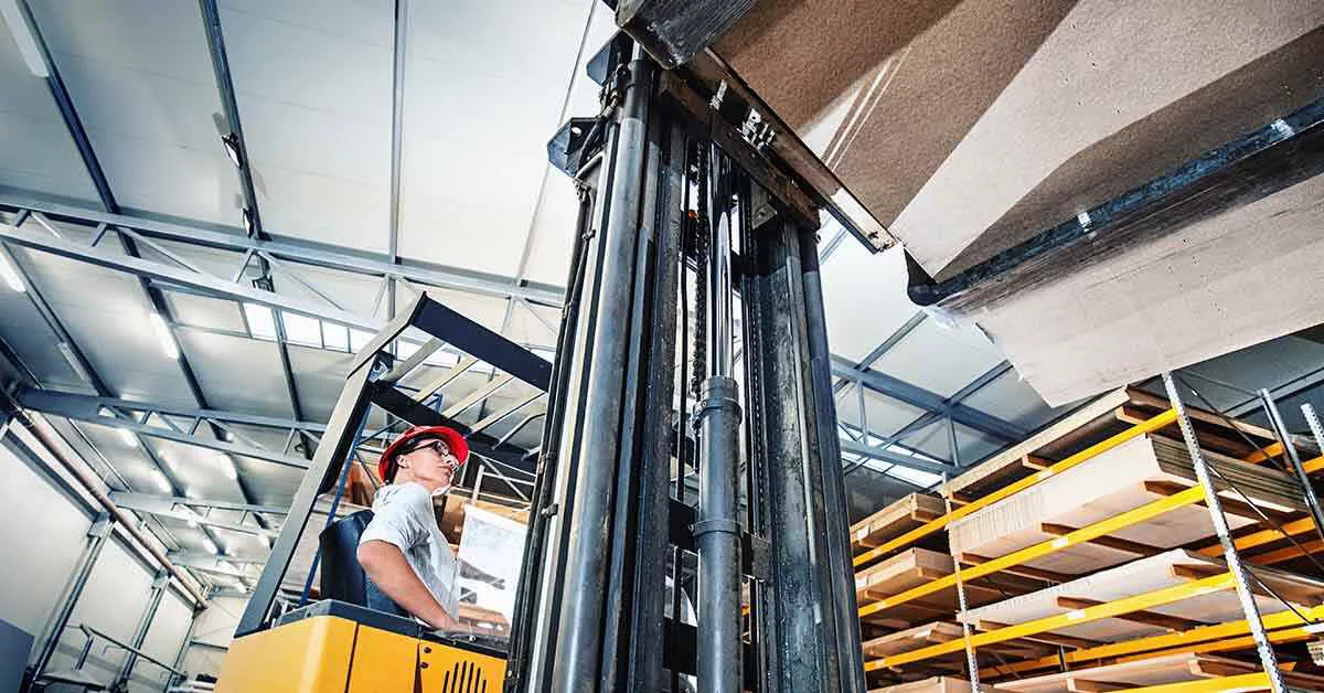 Person operating a forklift