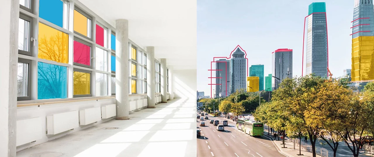 Buildings and inside view of a building