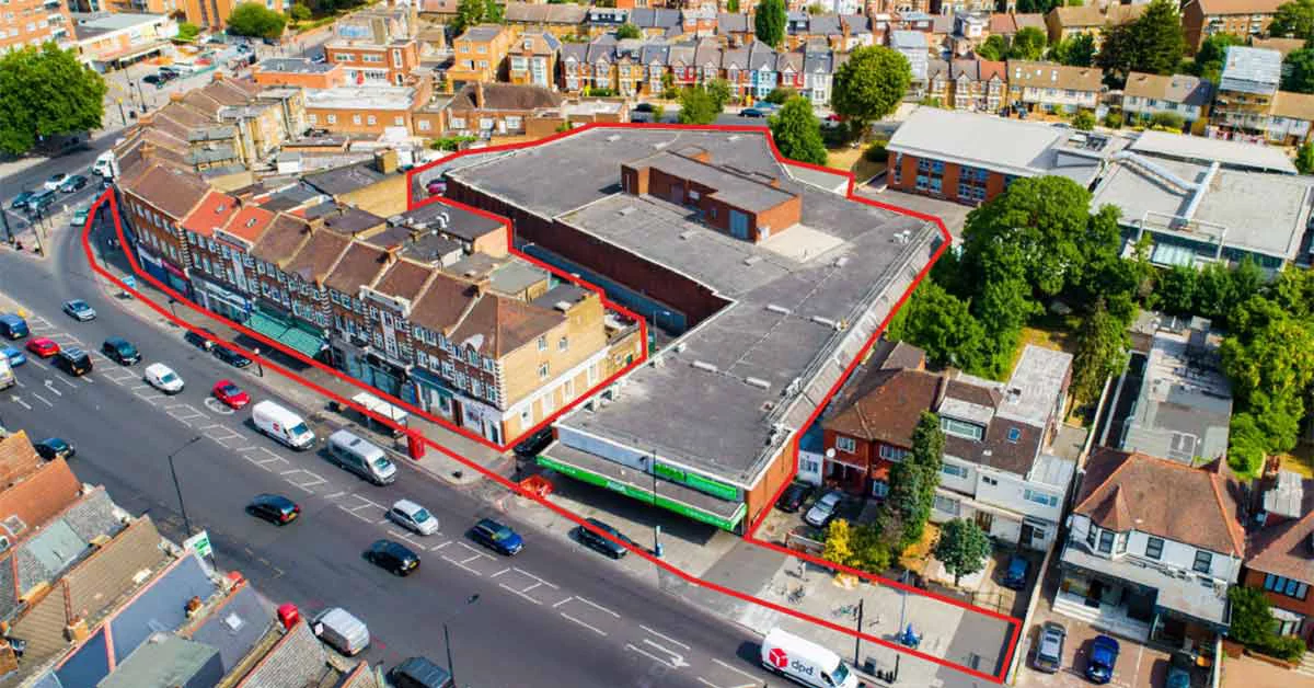 Aerial image of supermarket site