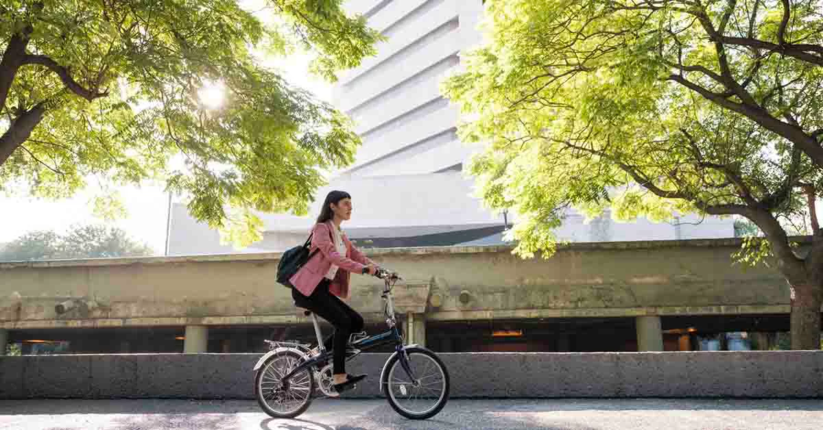 A girl riding the bicycle