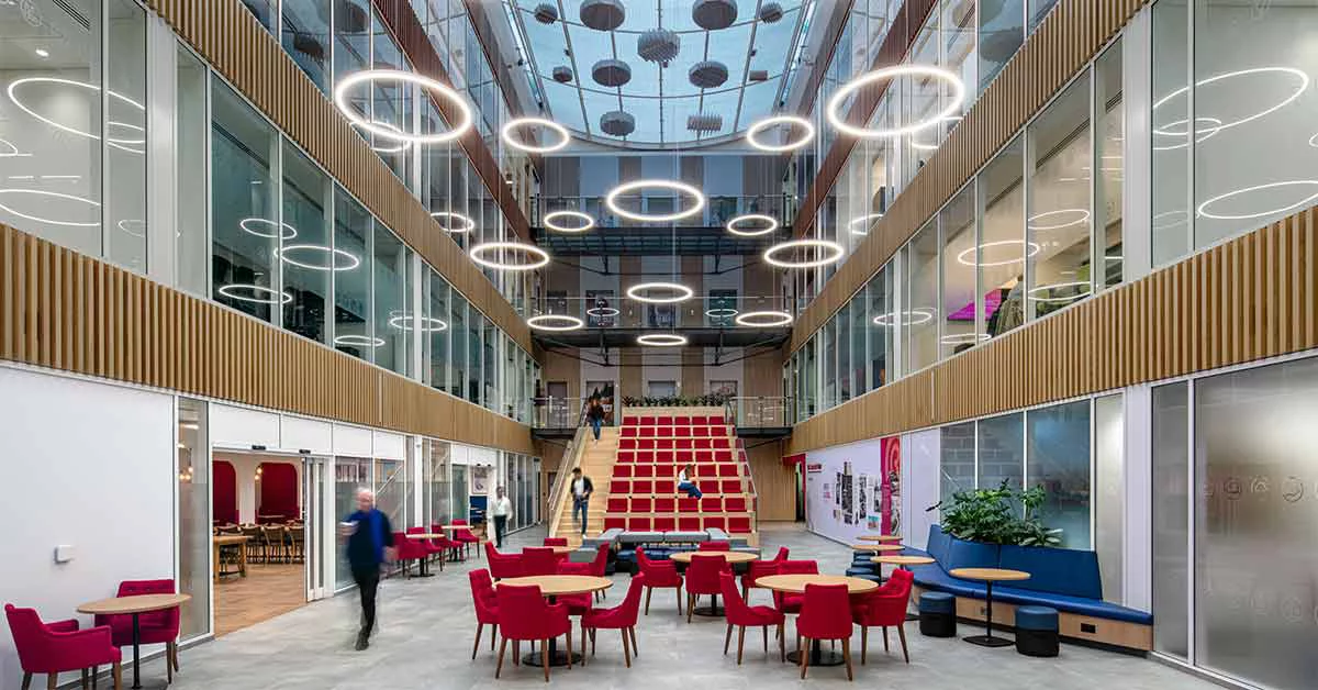 Four storey office space overlooking a central atrium