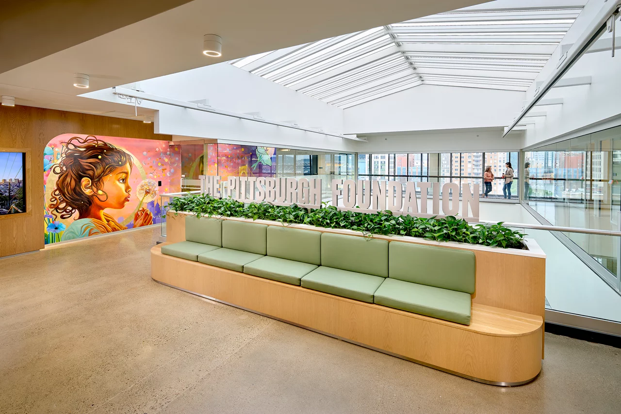 Modern reception area of The Pittsburgh Foundation