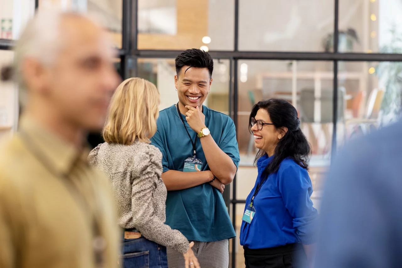 Employees talking and discussing about work