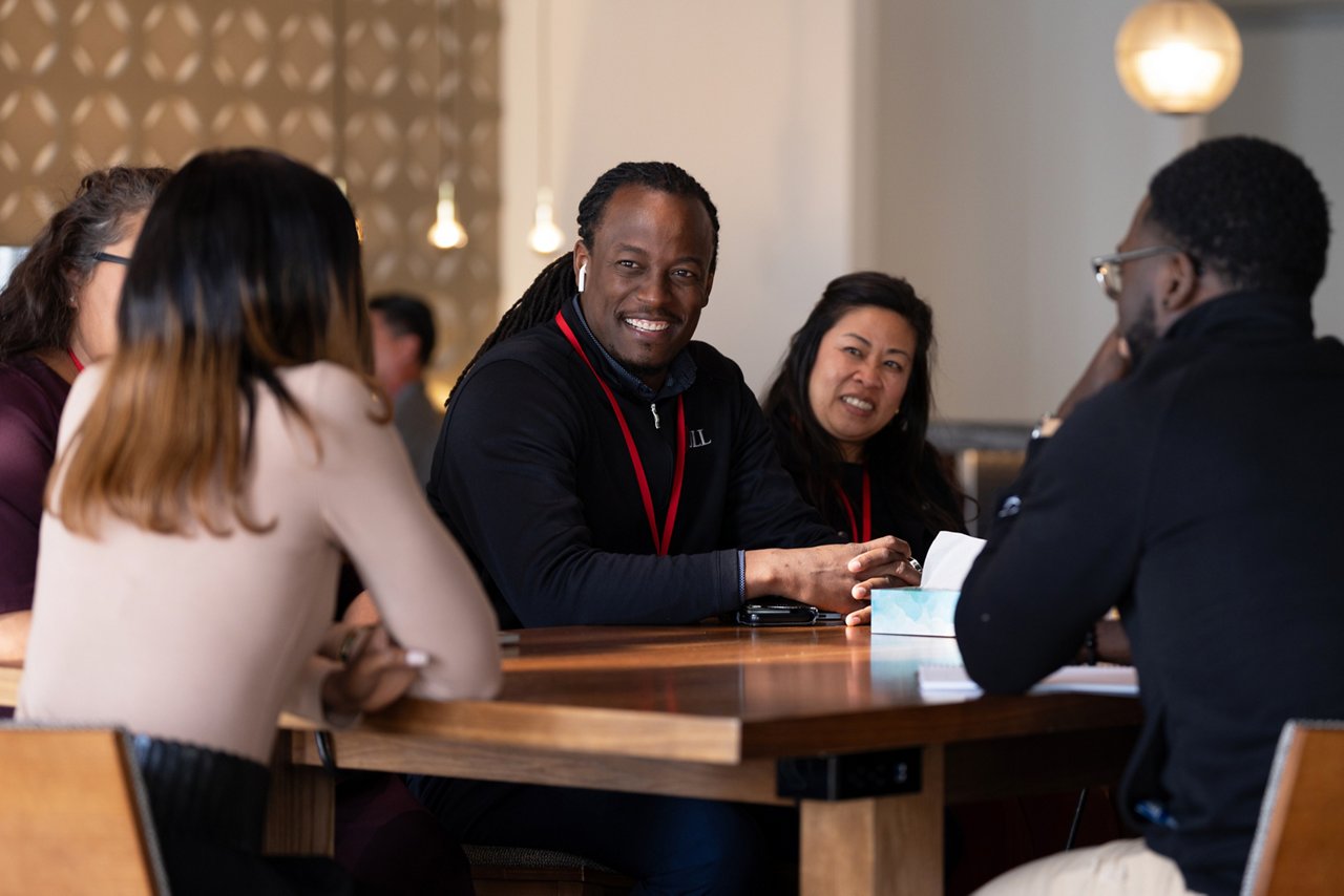 Employees talking and discussing about work