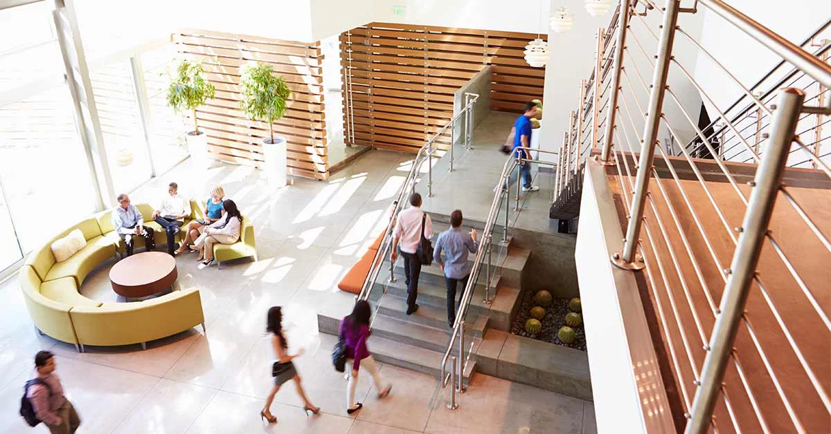 People inside a University building