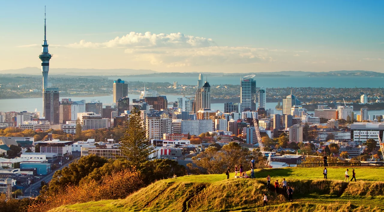 View of Auckland City from Mt Eden, Auckland, New Zealand.