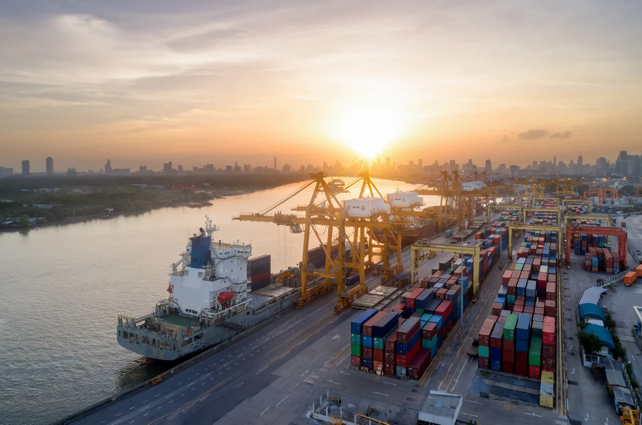 Aerial view of business port